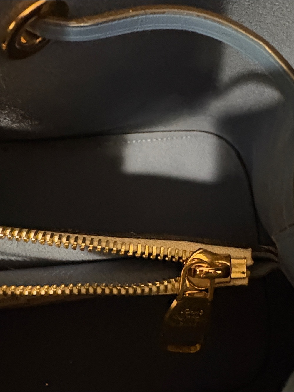 Louis Vuitton Beige Checkered Bucket Bag with Blue Trim - Picture 9 of 9